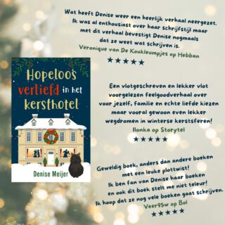 (Bijna) twee weken geleden is Hopeloos verliefd in het kersthotel verschenen en ik heb al veel mooie reacties mogen ontvangen, echt zo blij mee! 😍

Deze mooie recensies zet ik graag even in het zonnetje (dat kunnen we wel gebruiken met dit weer ❄️)

Heel erg bedankt aan iedereen die het boek nu al gelezen heeft en als het nog op je kerst-TBR staat: heel veel plezier 🥰

@vero_koukleum @dekoukleumpjes @ilonka.audiobooks @loftpublishing  #denisemeijer #hopeloosverliefdinhetkersthotel #feelgood #feelgoodboek #feelgoodroman #zininfeelgood #tipvanzif #lezenisleuk #kerst #kerstboek