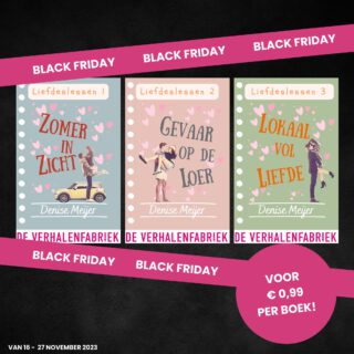 Voor wie juist helemaal niet in de kerststemming is... 😂

Vanaf vandaag begint (in de app) de Black Friday-sale bij bol.com en de @verhalenfabriek heeft een supergave actie! Alle e-books zijn namelijk 99 cent PER STUK! 🤩

Dat betekent dus dat je voor (nog net geen) drie euro de hele serie Liefdeslessen kunt aanschaffen! Dus als je toe bent aan een beetje zomer op je e-reader dan weet je wat je te doen staat 😜

De actie duurt tot 27 november

#denisemeijer #liefdeslessen #zomerinzicht #gevaaropdeloer #lokaalvolliefde #feelgood #feelgoodboek #ikleesnls #ikleesnederlands #lezenisleuk @juul_deverhalenfabriek @ikleesnederlands